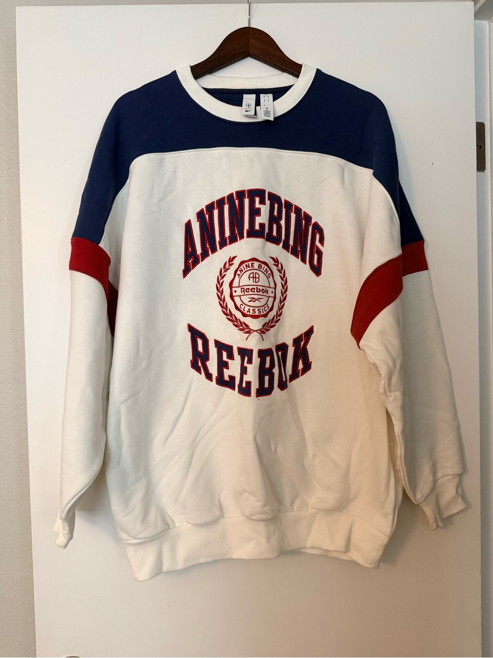 Anine Bing x Reebok White, Navy & Red Crewneck Pullover sweatshirt